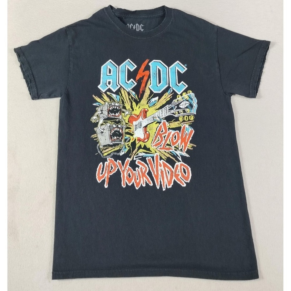 Goodie Two Sleeves AC/DCโ Shirt Mens Small Black Blow Up Your Video Graphic Tee